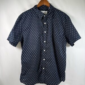 Corridor NYC Shirt Men size Large Blue Polka Dot Short Sleeve Button Up New York